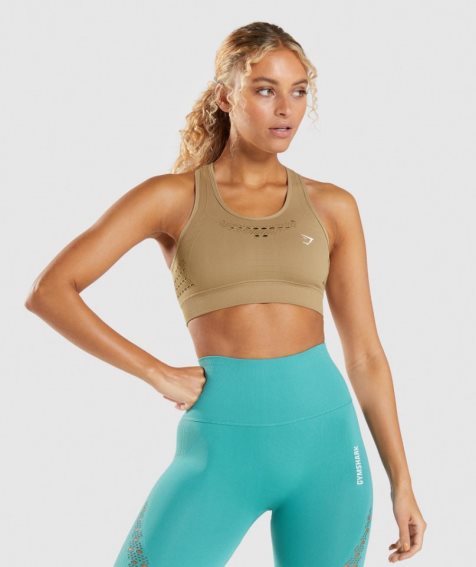 Women's Gymshark Energy Seamless Sports Bra Brown | CA 6D573N